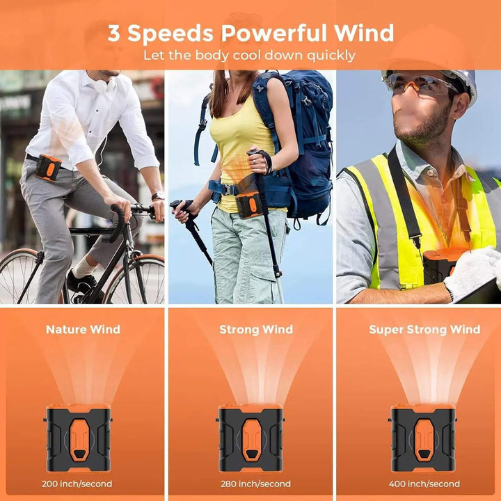 Portable waist fan with power bank & Flash light