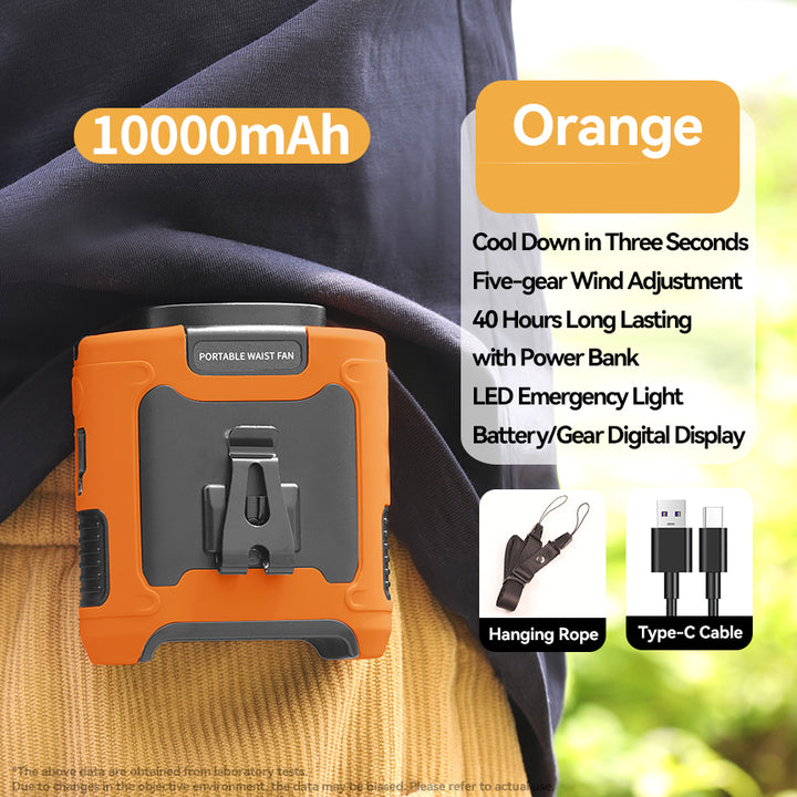 Portable waist fan with power bank & Flash light